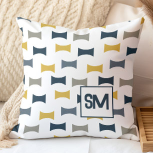 Monogram Retro Mitte des Jahrhunderts Geometrisch Kissen