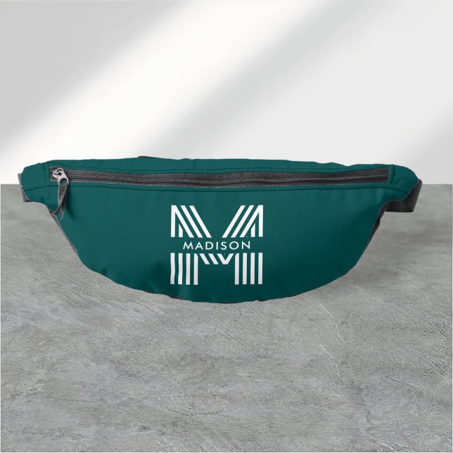 Monogram Retro Modern Aquamarin Bauchtasche (Von Creator hochgeladen)