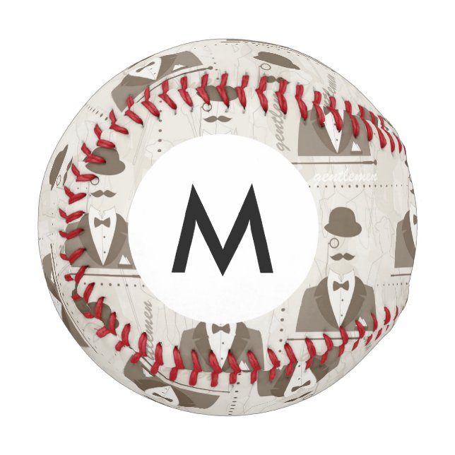Monogram Retro Muster für Männer Baseball (Vorderseite Links)