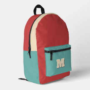 Monogram Retro Orange und Blau Bedruckter Rucksack