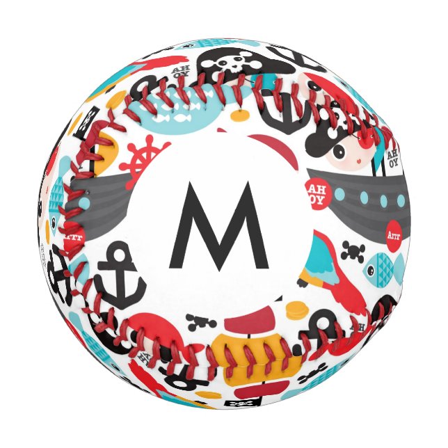 Monogram Retro Pirates Illustration Segelsport Baseball (Vorderseite Links)