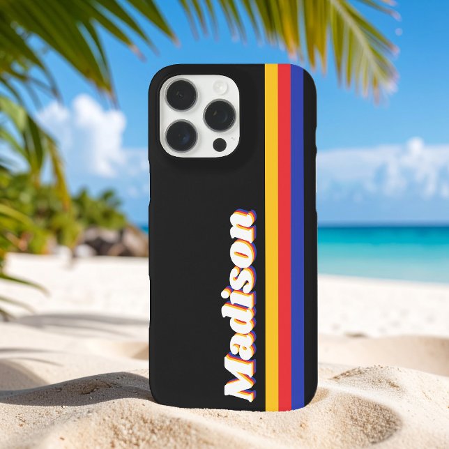 Monogram Retro Streifen Case-Mate iPhone Hülle (Von Creator hochgeladen)