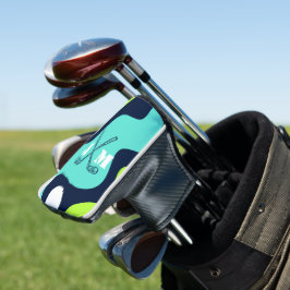 Monogram Retro Wave Blue Green Golf Clubs Golf Headcover