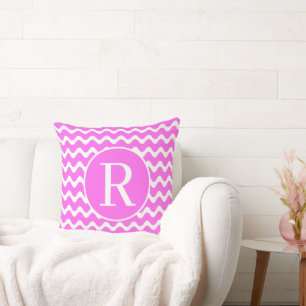 Monogram RF Klassischer Serif-Rosa Waves Kissen