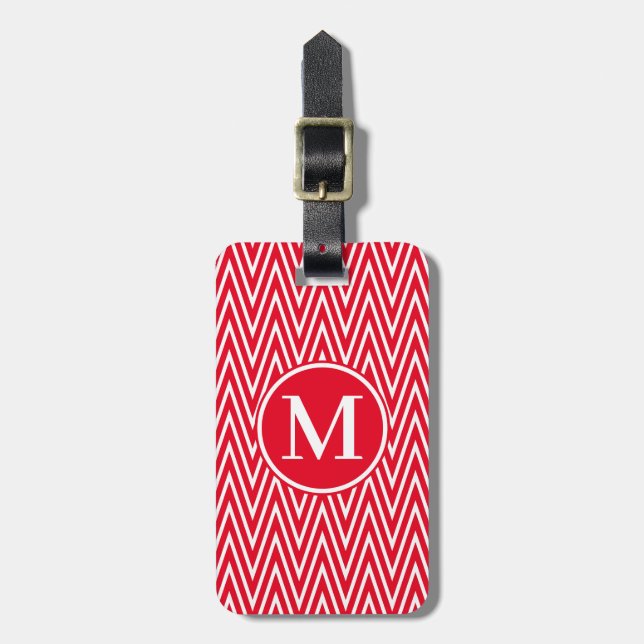Monogram RF Red Steve Zickzack Gepäckanhänger (Vorderseite vertikal)