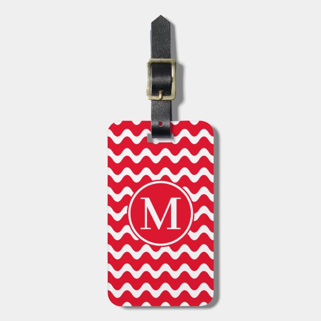 Monogram RF Rote Waves Gepäckanhänger (Vorderseite vertikal)