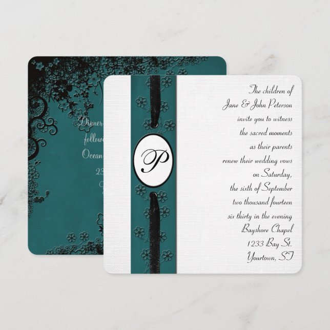 Monogram Ribbon für die Vow-Erneuerung Einladung (Vorne/Hinten)