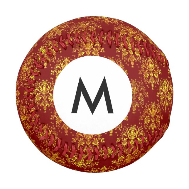 Monogram Rich Holiday Damask Baseball (Vorderseite Links)