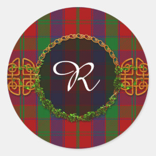 Monogram Robertson Tartan Runder Aufkleber