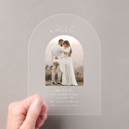 Monogram Romantic Arch Photo Elegant Wedding Acryleinladungen