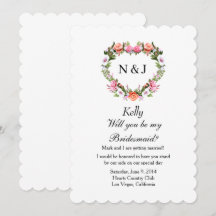 Monogram Romantische Rose Blumenherz Bridesmaid