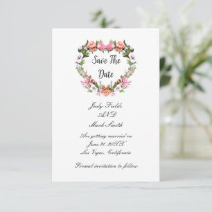 Monogram Romantische Rose Blumenherz Save the Date