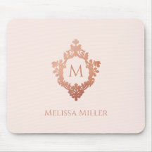 Monogram Rosa Rose Gold Wappen Name Elegant