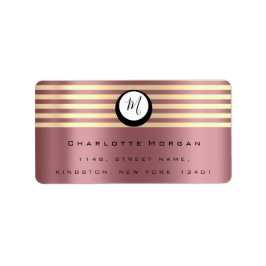 Monogram Rose Champaigne Gold UAWG Stripes Blush Adressaufkleber