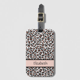 Monogram Rose Gold Black Leopard Print Gepäckanhänger