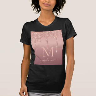 Monogram Rose Gold Blush Glitzer T - Shirt