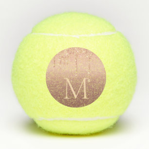 Monogram Rose Gold Blush Glitzer Tennis Balls Tennisbälle