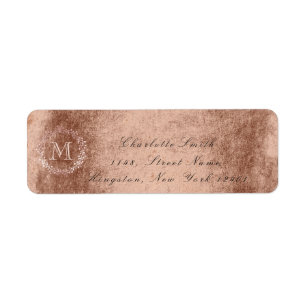 Monogram Rose Gold Copper Wreath Royal UAWG