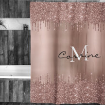 Monogram Rose Gold Dbl Dripping Glitzer Metallic