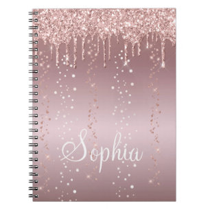 Monogram Rose Gold Dripping Glitzer Metallic Notizblock