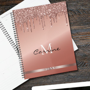Monogram Rose Gold Dripping Glitzer Metallic Planer
