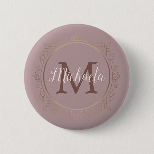 Monogram Rose Gold Elegante Moderne Vorlage Button