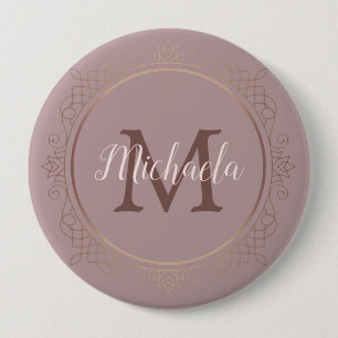 Monogram Rose Gold Elegante Moderne Vorlage Button
