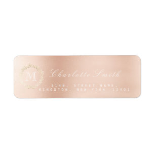 Monogram Rose Gold Elegante Rücksendeadressen-Aufk
