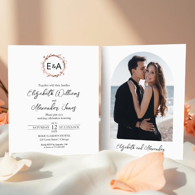 Monogram Rose Gold Foil Budget Einladung (Von Creator hochgeladen)