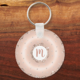 Monogram Rose Gold Glitzer Doughnut Skript gurt Schlüsselanhänger
