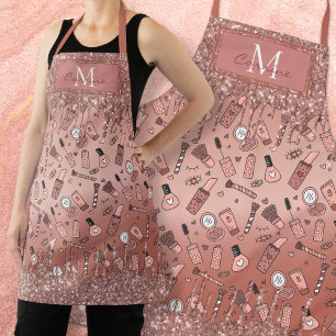 Monogram Rose Gold Glitzer Tropfen Kosmetische Doo Schürze