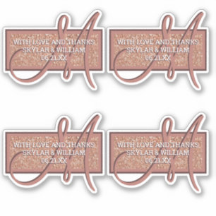 Monogram Rose Gold Glitzer Vielen Dank oder Ihre A Aufkleber