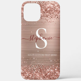 Monogram Rose Gold Imitats-Glitzer Girly Glam Case-Mate iPhone Hülle