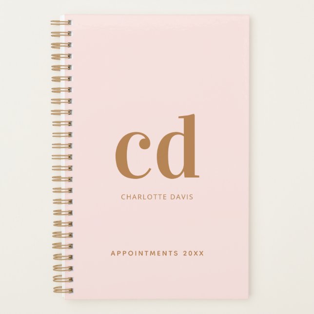 Monogram Rose Gold Initialen elegant Planer (Vorderseite)