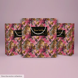 Monogram rose gold leopard skin watercolor bag mittlere geschenktüte