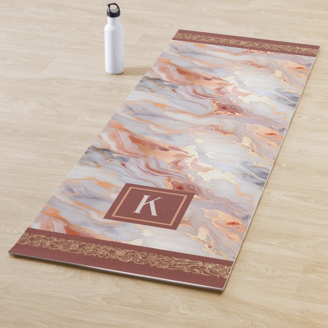 Monogram Rose Gold Marmormuster Yoga Mat Yogamatte (Beispiel)