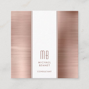 Monogram Rose Gold Metallic Foil Consultant Quadratische Visitenkarte
