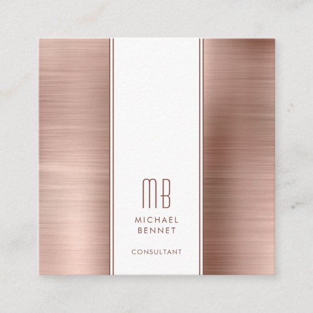 Monogram Rose Gold Metallic Foil Consultant Quadratische Visitenkarte (Vorderseite)