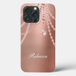 Monogram Rose Gold Pearls Diamonds Bling Glam Case-Mate iPhone Hülle