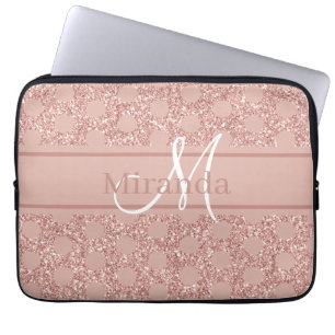 Monogram Rose Gold Pink Glitzer Girly Polka Dot Laptopschutzhülle