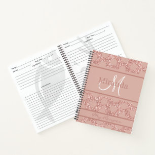 Monogram Rose Gold Pink Glitzer Girly Polka Dot No Notizbuch