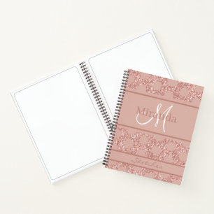 Monogram Rose Gold Pink Glitzer Girly Polka Dot No Notizbuch