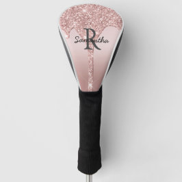 Monogram Rose Gold Tropfen Glitzer Rosa Trendy Golf Headcover