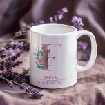 Monogram Rose Gold Watercolor Blume Letter F Kaffeetasse<br><div class="desc">Monogram Rose Gold Watercolor Blume Letter F</div>