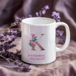 Monogram Rose Gold Watercolor Blume Letter K Kaffeetasse<br><div class="desc">Monogram Rose Gold Watercolor Blume Letter K</div>