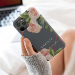 Monogram Rose Gold Watercolor Floral Dusty Blue Case-Mate iPhone Hülle<br><div class="desc">Personalisieren Sie diese schöne Blumenkoffer mit Ihrem Namen,  der einen geometrischen Rahmen in der Rose hat.</div>