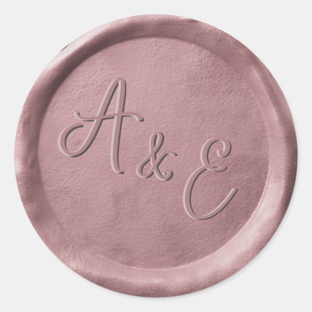 Monogram Rose Gold Wedding Wax Siegel Stickers (Vorderseite)