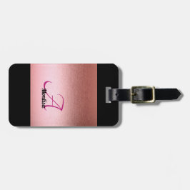 Monogram Rose Pink Black Luggage Tag für Frauen Gepäckanhänger