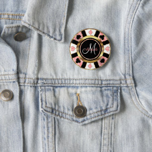 Monogram Rose Poker Chip Design Button