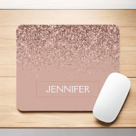 Monogram Rose Rose Gold Glitzer & Sparkline Mousepad
